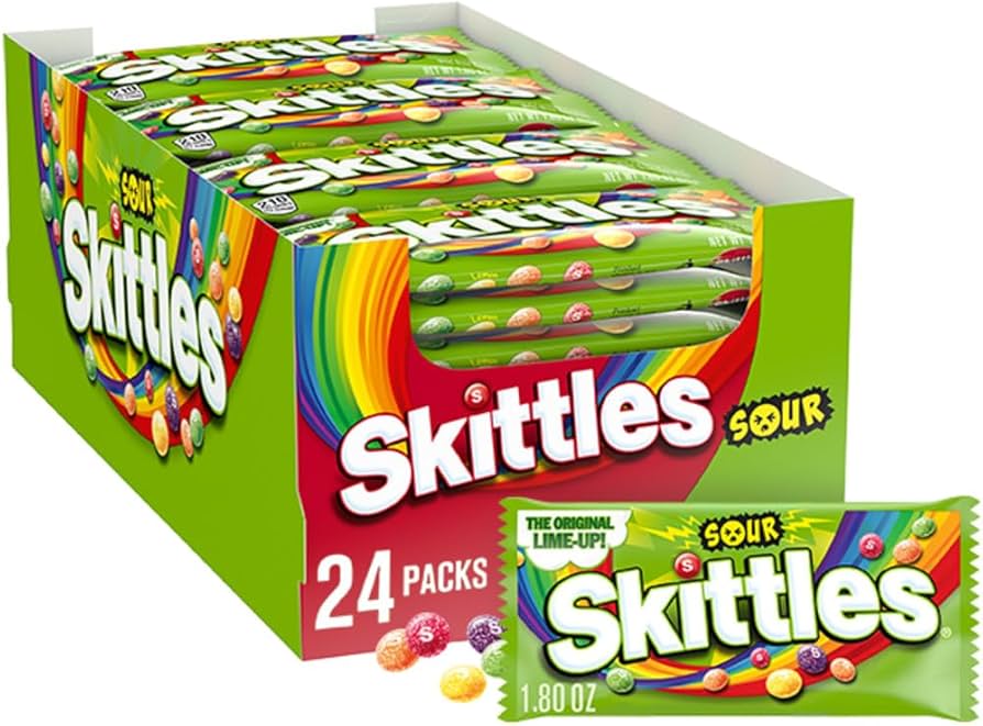 Sour Skittles Candy – Fruity Sour Chewy Sweets (24 Pack)