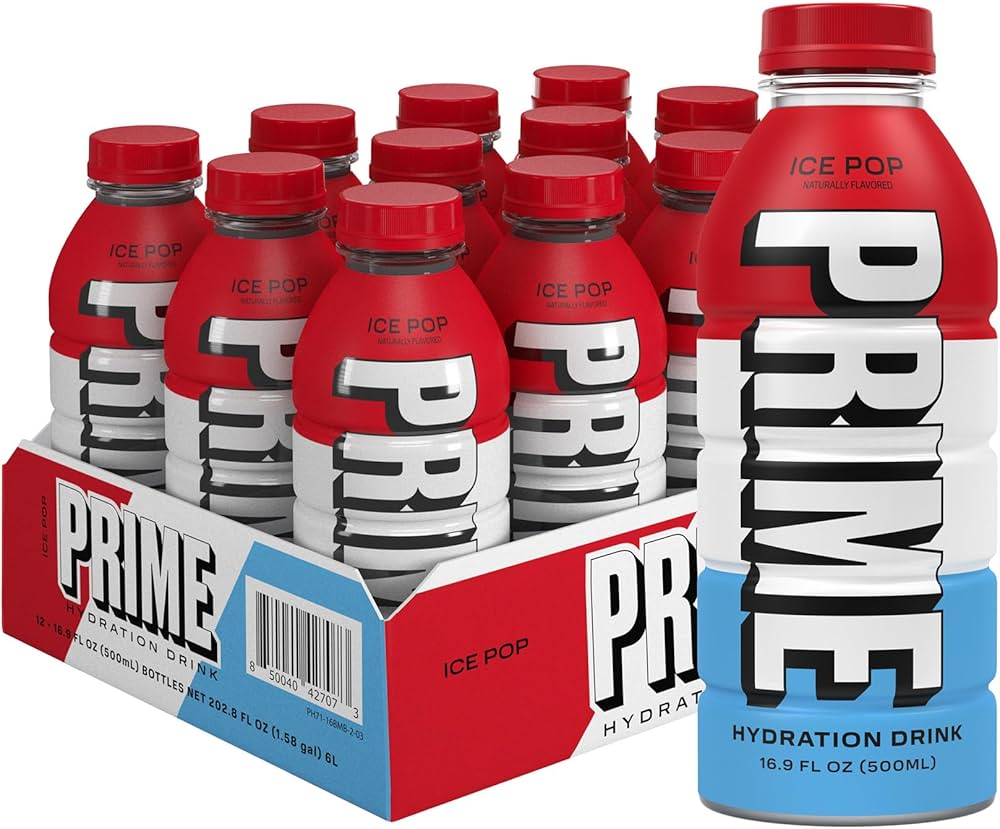 Prime Hydration 12-Pack - Ice Pop Flavor Electrolyte Drink Bulk