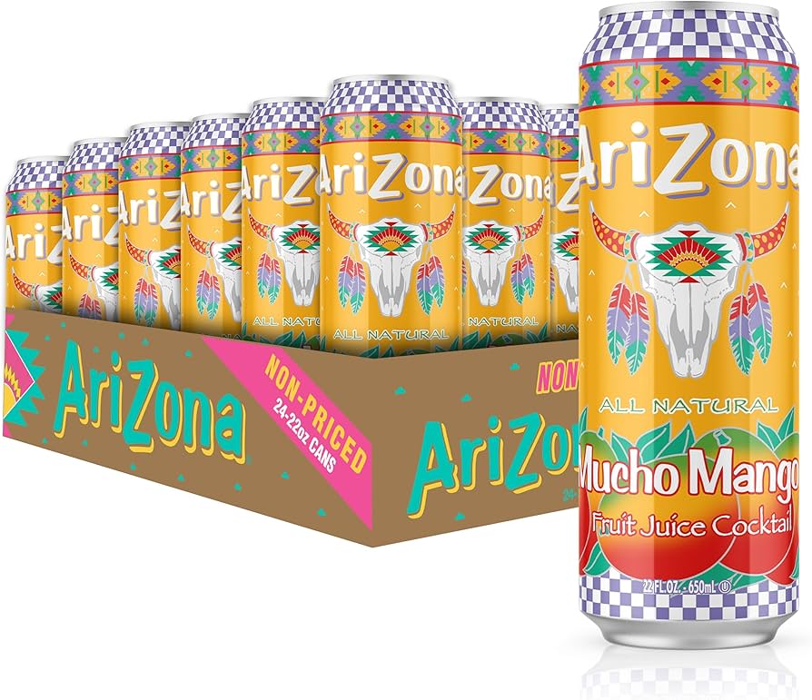 AriZona Mucho Mango Juice Cocktail 650 ml Cans (24 Pack) | Bulk Case