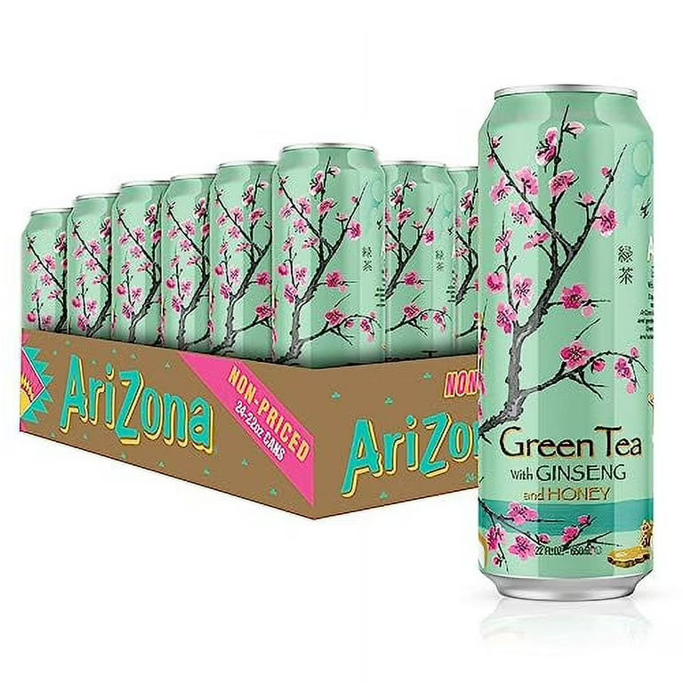 AriZona Green Tea with Ginseng & Honey 650ml (24 Pack) | Big Cans