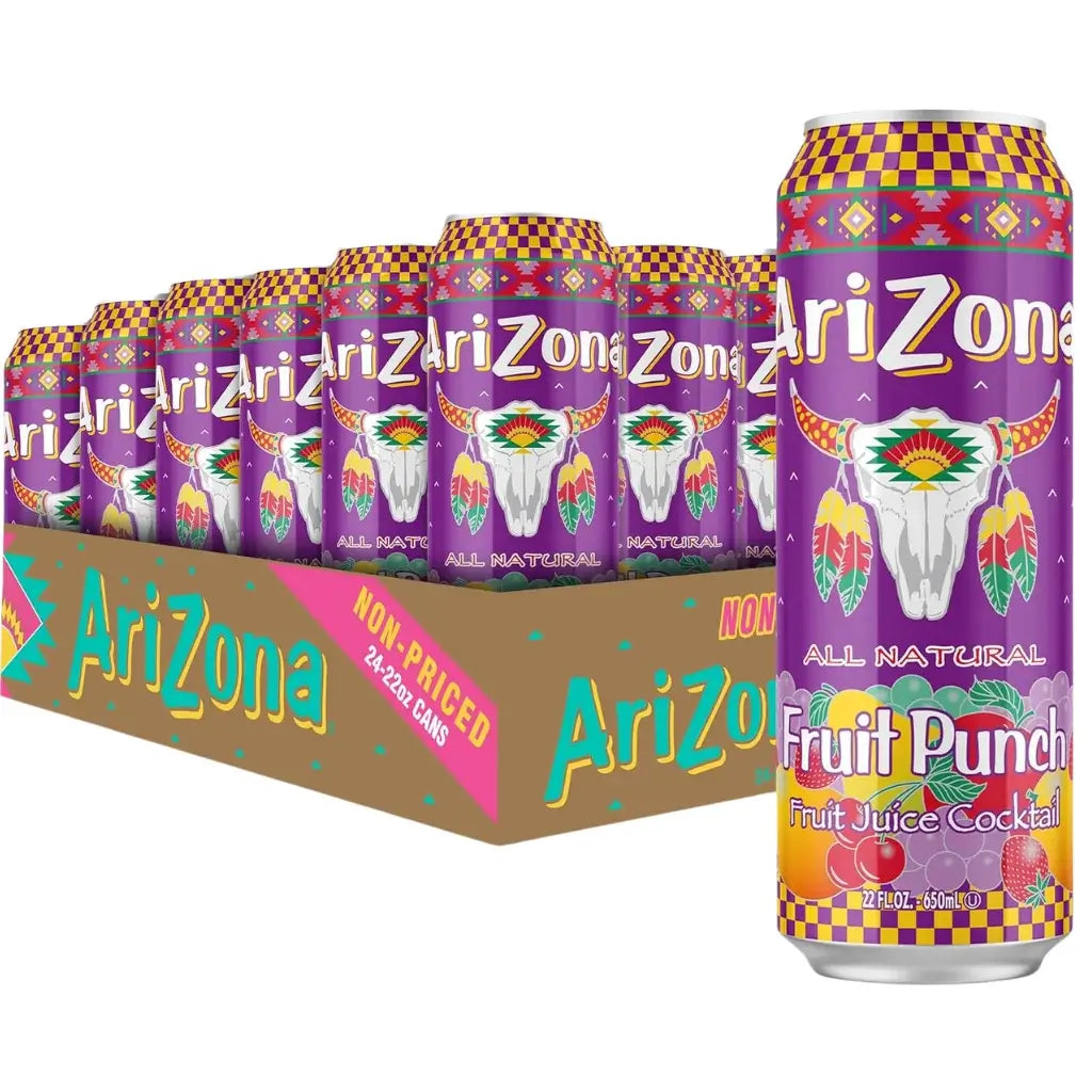 AriZona Fruit Punch Juice Cocktail 650ml (24 Pack) | Bulk Case Cans