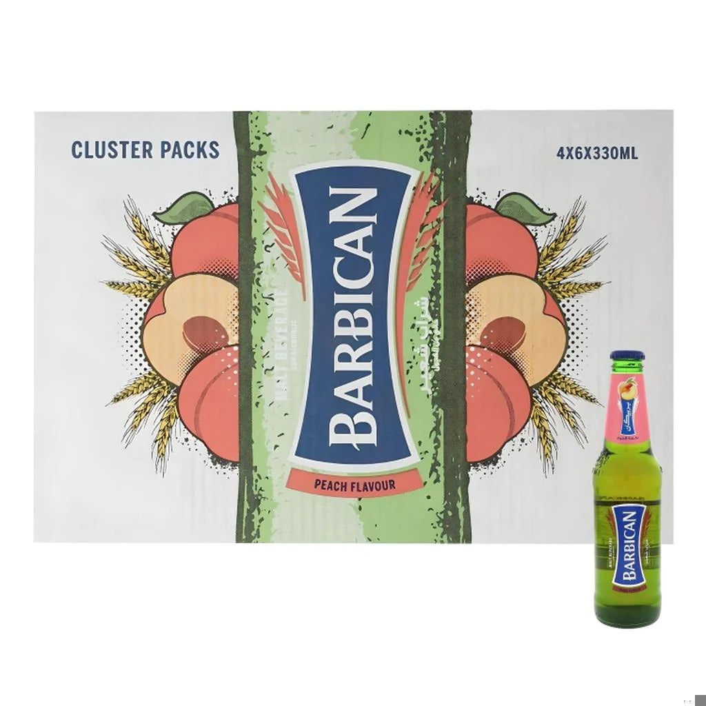 Barbican Peach Non-Alcoholic Malt Beverage – 24 Bottles (330 ml Each)