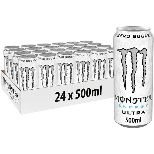 Monster Ultra White 24-Pack - Zero Sugar Energy Drink Case (500ml)